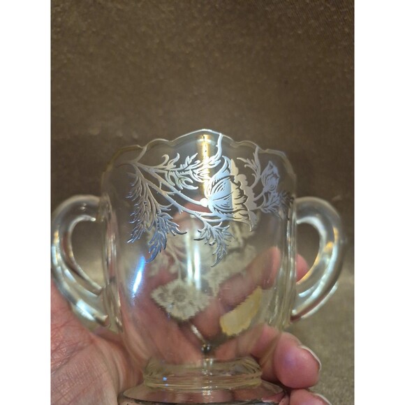 VTG Silver City Glass Co Sterling Silver Overlay Flanders Poppy Sugar & Creamer - Picture 15 of 16